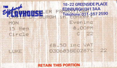 Chris De Burgh - Sep '86